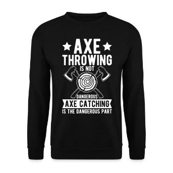 Le lancer de hache drôle n’est pas dangereux Accrocher la hache I - Sweat-shirt Unisexe - noir - Devant - Alina (178cm) & Michal (187cm)