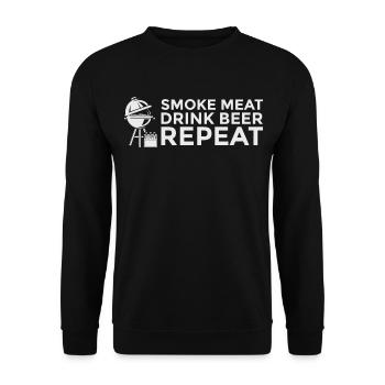 Smoke Meat Drink Beer Repeat Funny For BBQ Chef - Unisex Sweatshirt - black - Front - Alina (178cm) & Michal (187cm)