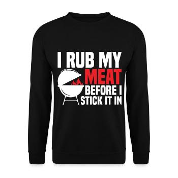 Funny I Rub My Meat Before I Stick It In For BBQ S - Unisex Pullover - Schwarz - Vorne - Alina (178cm) & Michal (187cm)