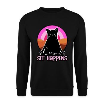 Sit Happens Funny Yoga - Unisex Pullover - Schwarz - Vorne - Alina (178cm) & Michal (187cm)