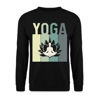 Minimalistic Lotus Flower Meditating Yoga - Unisex Pullover - Schwarz - Vorne - Alina (178cm) & Michal (187cm)