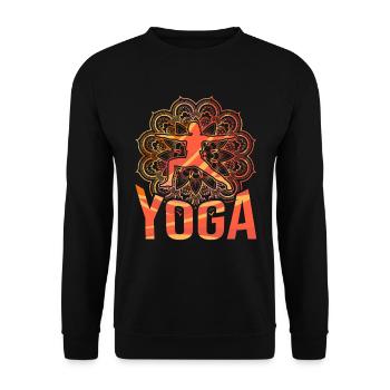 Mandala Warrior Pose Yoga - Unisex Sweatshirt - black - Front - Alina (178cm) & Michal (187cm)