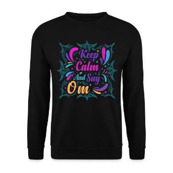 Keep Calm and Say OM Yoga - Unisex Pullover - Schwarz - Vorne - Alina (178cm) & Michal (187cm)