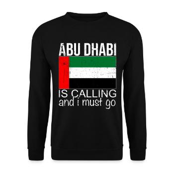 Abu Dhabi Spruch - Unisex Pullover - Schwarz - Vorne - Alina (178cm) & Michal (187cm)