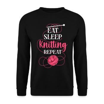 Knitting Knitter Eat Sleep - Unisex Pullover - Schwarz - Vorne - Alina (178cm) & Michal (187cm)