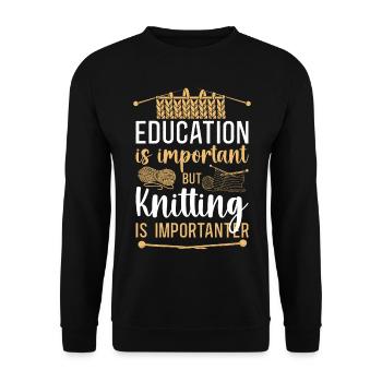 Knitting Knitter Education Is - Unisex Sweatshirt - black - Front - Alina (178cm) & Michal (187cm)
