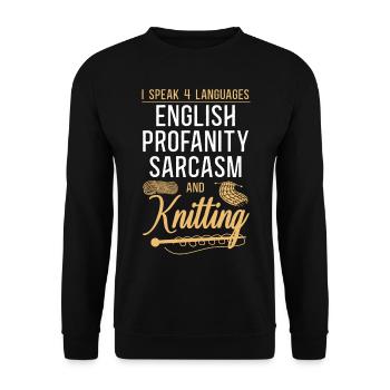 Tricoter Tricoter Je parle 4 - Sweat-shirt Unisexe - noir - Devant - Alina (178cm) & Michal (187cm)