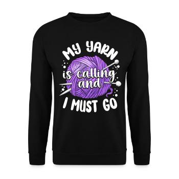 Knitting Knitter My Yarn Is - Unisex Pullover - Schwarz - Vorne - Alina (178cm) & Michal (187cm)