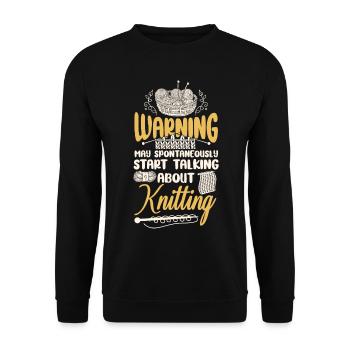 Knitting Knitter Warning May - Unisex Pullover - Schwarz - Vorne - Alina (178cm) & Michal (187cm)