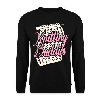 Knitting Knitter Friends Besties - Unisex Pullover - Schwarz - Vorne - Alina (178cm) & Michal (187cm)