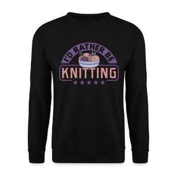 Handarbeit Stricken lustiger Strick Spruch - Unisex Pullover - Schwarz - Vorne - Alina (178cm) & Michal (187cm)
