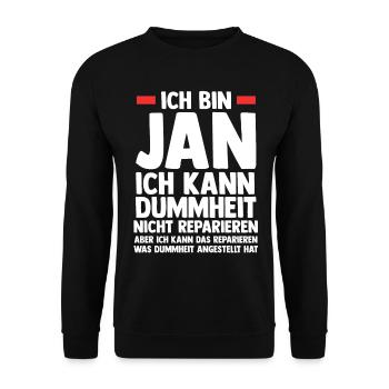 Jan - Unisex Pullover - Schwarz - Vorne - Alina (178cm) & Michal (187cm)