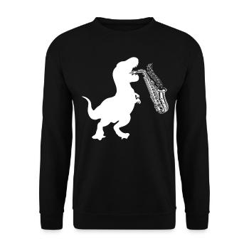 Dino Saxophone Saxophonist Dinosaur Sax Player - Unisex Pullover - Schwarz - Vorne - Alina (178cm) & Michal (187cm)