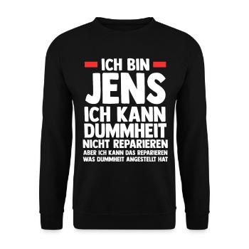 Jens - Unisex Pullover - Schwarz - Vorne - Alina (178cm) & Michal (187cm)