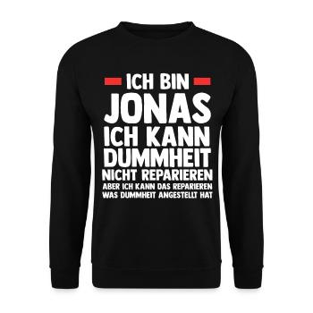 Jonas - Unisex Pullover - Schwarz - Vorne - Alina (178cm) & Michal (187cm)