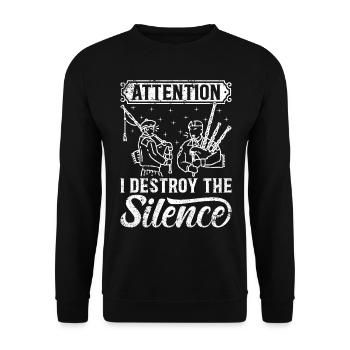 Attention je détruis le silence - Cornemuse - Sweat-shirt Unisexe - noir - Devant - Alina (178cm) & Michal (187cm)