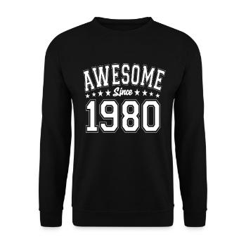Awesome Since 1980 Geburtstag 1980 Vintage 1980 - Unisex Pullover - Schwarz - Vorne - Alina (178cm) & Michal (187cm)