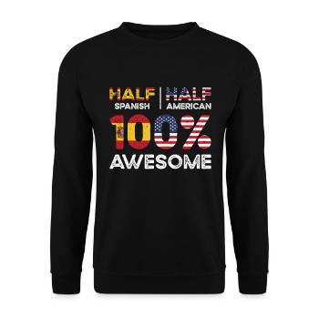 Born Spanish Spain American USA Citizenship - Unisex Sweatshirt - black - Front - Alina (178cm) & Michal (187cm)