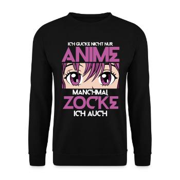 Anime und Zocken - Unisex Pullover - Schwarz - Vorne - Alina (178cm) & Michal (187cm)