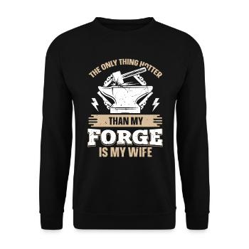 Hotter Than My Forge Is My Wife Anvil Blacksmith - Unisex Sweatshirt - black - Front - Alina (178cm) & Michal (187cm)