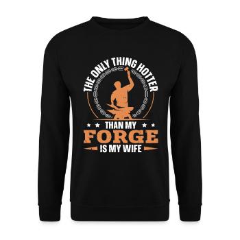 Hotter Than My Forge Is My Wife Anvil Blacksmith - Unisex Sweatshirt - black - Front - Alina (178cm) & Michal (187cm)
