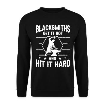 Blacksmiths Get It Hot & Hit It Hard Blacksmith - Unisex Sweatshirt - black - Front - Alina (178cm) & Michal (187cm)