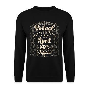 Vintage Né(e) en Avril 1975. anniversaire avril. - Sweat-shirt Unisexe - noir - Devant - Alina (178cm) & Michal (187cm)