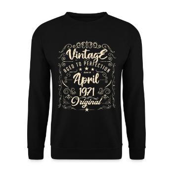 Jahrgang geboren im April 1971. Geburtstag April. - Unisex Pullover - Schwarz - Vorne - Alina (178cm) & Michal (187cm)