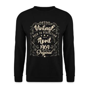 Jahrgang geboren im April 1969. Geburtstag April. - Unisex Pullover - Schwarz - Vorne - Alina (178cm) & Michal (187cm)