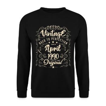 Vintage Né(e) en Avril 1990. anniversaire avril. - Sweat-shirt Unisexe - noir - Devant - Alina (178cm) & Michal (187cm)