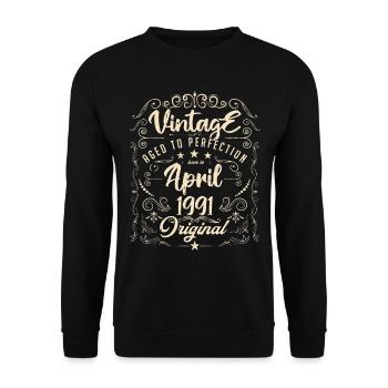 Vintage born in April 1991. Birthday April. - Unisex Sweatshirt - black - Front - Alina (178cm) & Michal (187cm)