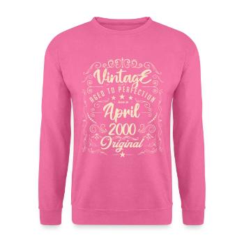 Vintage Né(e) en Avril 2000. anniversaire avril. - Sweat-shirt Unisexe - rose - Devant