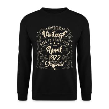 Vintage Né(e) en Avril 1972. anniversaire avril. - Sweat-shirt Unisexe - noir - Devant - Alina (178cm) & Michal (187cm)