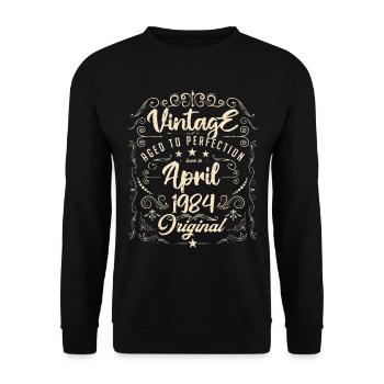 Vintage born in April 1984. Birthday April. - Unisex Sweatshirt - black - Front - Alina (178cm) & Michal (187cm)