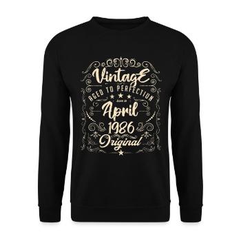 Vintage Né(e) en Avril 1986. anniversaire avril. - Sweat-shirt Unisexe - noir - Devant - Alina (178cm) & Michal (187cm)