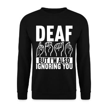 Deaf Deaf Mute Deaf - Unisex Sweatshirt - black - Front - Alina (178cm) & Michal (187cm)