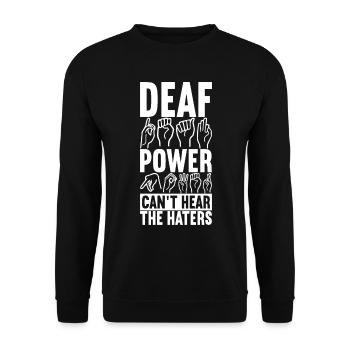 Taub Taubstumm Deaf - Unisex Pullover - Schwarz - Vorne - Alina (178cm) & Michal (187cm)