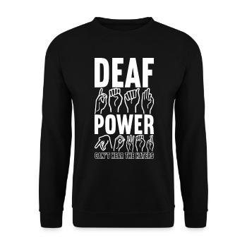 Taub Taubstumm Deaf - Unisex Pullover - Schwarz - Vorne - Alina (178cm) & Michal (187cm)