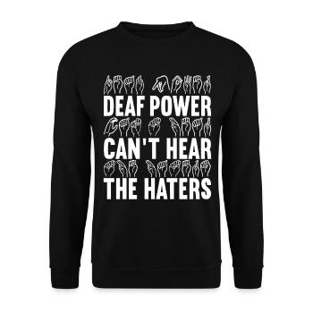Deaf Deaf and Dumb Deaf - Unisex Sweatshirt - black - Front - Alina (178cm) & Michal (187cm)