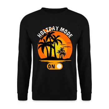 Holiday, holiday mood with palm trees, saying - Unisex Sweatshirt - black - Front - Alina (178cm) & Michal (187cm)