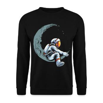 Funny Astronaut On Moon For Astronomy Student - Unisex Sweatshirt - black - Front - Alina (178cm) & Michal (187cm)