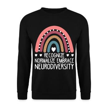 Recognize Normalize Embrace Neurodiversity For New - Unisex Sweatshirt - black - Front - Alina (178cm) & Michal (187cm)