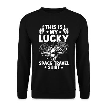 This Is My Lucky Space Travel Shirt Space Explorat - Unisex Sweatshirt - black - Front - Alina (178cm) & Michal (187cm)
