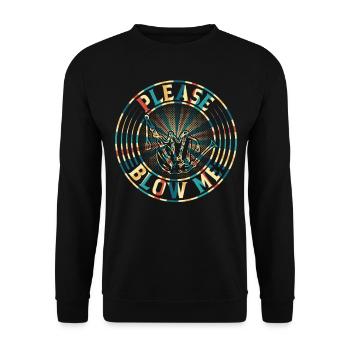 Please Blow Me - Bagpipe Musician Funny Bagpiper - Unisex Pullover - Schwarz - Vorne - Alina (178cm) & Michal (187cm)