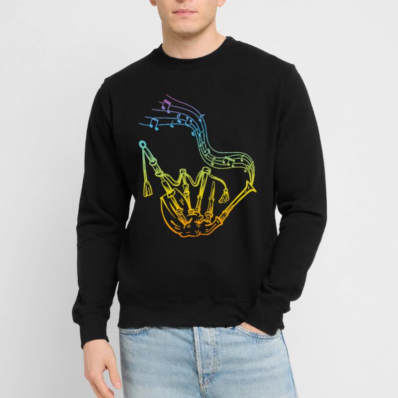 Cornemuse avec notes de musique Joueur de cornemuse Cornemuse Sweat-shirt Unisexe