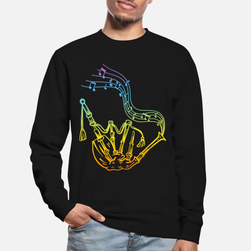 Cornemuse avec notes de musique Joueur de cornemuse Cornemuse Sweat-shirt Unisexe