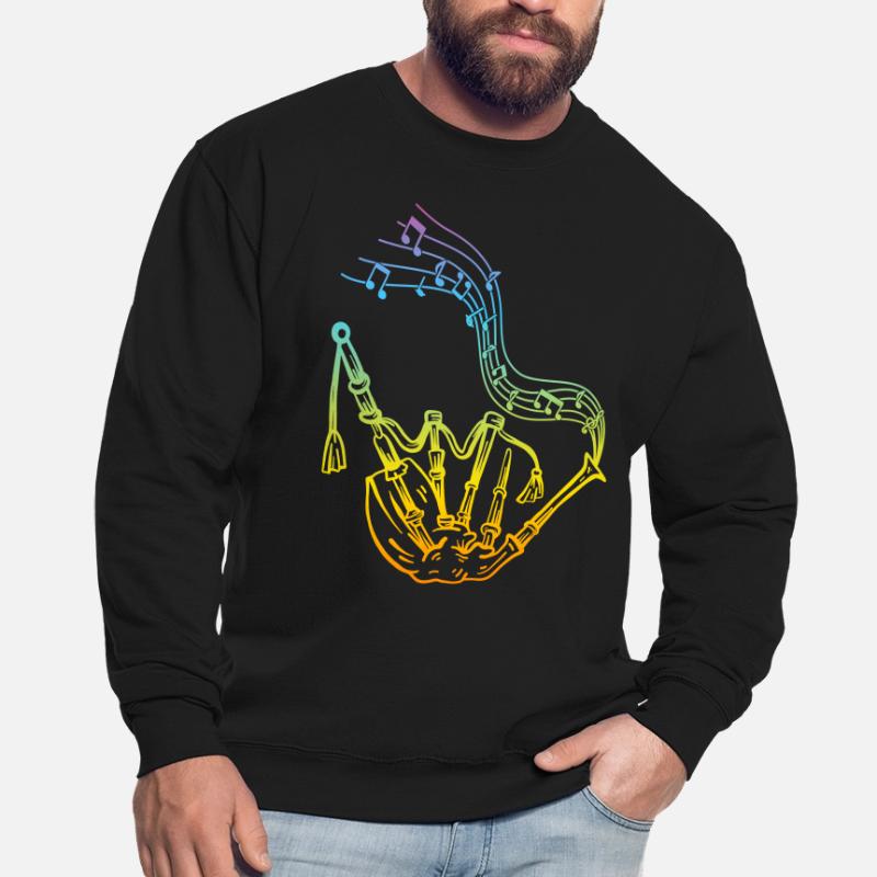 Cornemuse avec notes de musique Joueur de cornemuse Cornemuse Sweat-shirt Unisexe