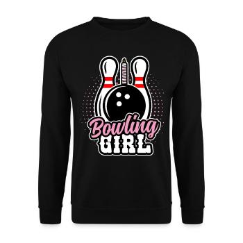 Bowling Mädchen Geburtstagsfeier - Unisex Pullover - Schwarz - Vorne - Alina (178cm) & Michal (187cm)