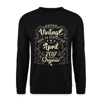 Vintage born in April 2017. Birthday April. - Unisex Sweatshirt - black - Front - Alina (178cm) & Michal (187cm)