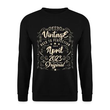 Vintage Né(e) en Avril 2023. anniversaire avril 20 - Sweat-shirt Unisexe - noir - Devant - Alina (178cm) & Michal (187cm)